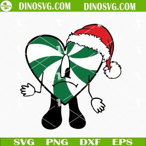 Bad Bunny Sad Heart Peppermint Candy SVG, Bad Bunny Heart SVG, Una Navidad Sin Ti SVG