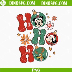 Ho Ho Ho Mickey Minnie PNG, Christmas Gift PNG, Snowflake PNG, Santa Hat PNG, Christmas Party PNG