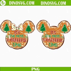 It's The Most Wonderful Time PNG, Mouse Head Gingerbread PNG, Christmas 2022 PNG, Holiday PNG, Christmas PNG, Mickey Minnie Gingerbread PNG