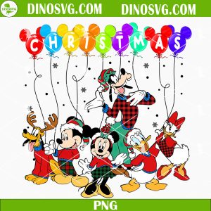Mickey and Friends Christmas Balloon PNG, Disney Christmas PNG, Disneyland Vacation PNG