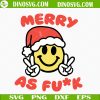 Merry AF Christmas Smiley Face SVG, Santa Smiley Face SVG, Smiley Face With Santa Hat SVG, Merry Christmas SVG