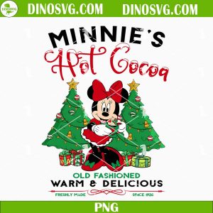 Minnie's Hot Cocoa PNG, Old Fashioned Warm And Delicious PNG, Disney Christmas Vintage PNG, Minnie Christmas PNG