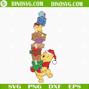 Pooh With Christmas Gifts SVG, Winnie The Pooh Christmas SVG, Christmas Winnie SVG, Pooh SVG