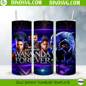 Wakanda Forever Black Panther 20oz Skinny Tumbler Sublimation Design, Black Panther Tumbler Wrap, PNG Digital Download