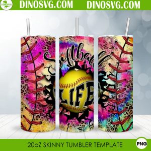 Softball Life 20oz Skinny Tumbler Wrap PNG