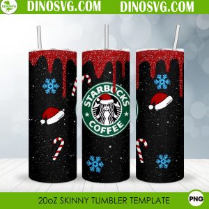 Starbucks Christmas 20oz Sublimation Skinny Tumbler, Starbucks Santa Hat Tumbler Wrap PNG