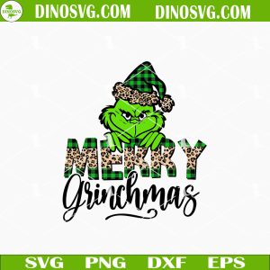 Merry Grinchmas Leopard SVG, Merry Christmas SVG, Santa Hat SVG, Santa Claus Grinch SVG