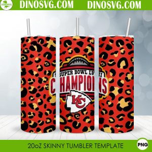 Super Bowl LVII Champions Leopard Tumbler Wrap PNG, Kansas City Chiefs 2023 PNG Tumbler Sublimation File