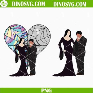 Morticia And Gomez PNG, Addams Couple PNG, Addams Family Valentines Day PNG Sublimation