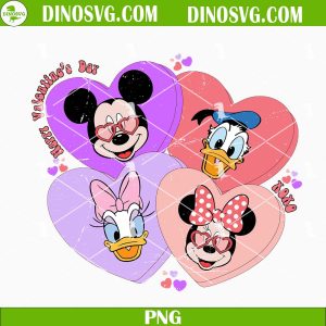 Mickey And Friends Conversation Hearts PNG, Xoxo Love PNG, Disney Valentines Day PNG Sublimation