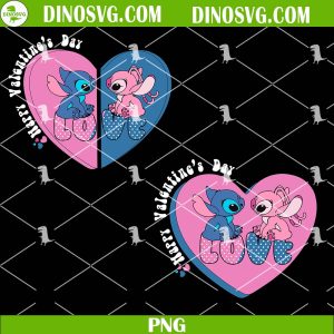 Happy Valentine’s Day Stitch Angel Heart PNG, Stitch Valentines Day PNG Sublimation