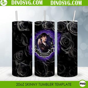 Wednesday Black Roses 20oz Skinny Tumbler Wrap PNG, Nevermore Academy Tumbler Sublimation Designs