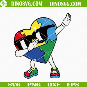 Autism Dabbing Heart SVG, Funny Autism Awareness SVG PNG DXF EPS