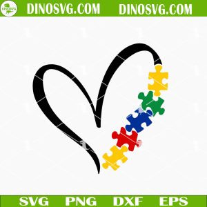 Autism Heart SVG, Puzzle Piece SVG, Autism Awareness SVG PNG DXF EPS