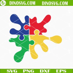 Autism Splash Puzzle Piece SVG, Autism Puzzle SVG,  Autism Awareness SVG Printable Clipart