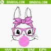 Bubble Gum Blowing Bunny Glasses SVG, Easter Bunny With Bandana SVG, Easter Girl SVG