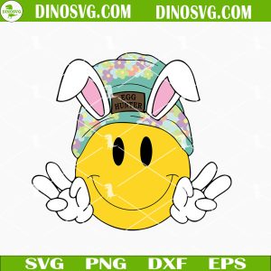 Smiley Beanie Easter Bunny SVG, Egg Hunter SVG, Retro Easter SVG PNG DXF EPS
