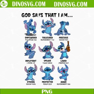 Stitch God Says That I Am PNG, Disney Lilo Stitch Bible Verse Sublimation
