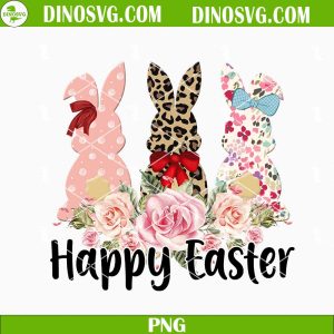 Happy Easter Bunny PNG, Cute Easter Floral PNG, Easter Day PNG Sublimation