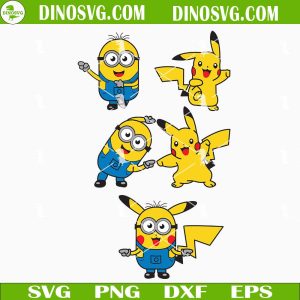 Pikachu And Minion Fusion SVG, Funny Cartoon SVG Cut File For Cricut