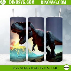 Tyrannosaurus 3D 20oz Straight Tumbler Wrap PNG Sublimation, T Rex Skinny Tumbler Design