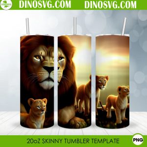 Lion Dad And Cub 3D 20oz Straight Tumbler Wrap PNG Sublimation, African Safari Skinny Tumbler Design