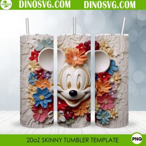 Mickey Head 3D Flower 20oz Straight Skinny Tumbler Wrap PNG