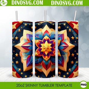 Indian Dahlia 3D 20oz Skinny Straight Tumbler Wrap PNG Sublimation, Flower Tumbler Design