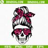 Messy Bun Skull Pink Leopard SVG, Mom Life SVG Files For Cricut