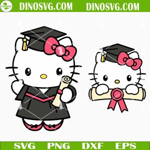 Hello Kitty Graduation SVG Files For Cricut, Kitty Cat School SVG, Sanrio White Kitty Graduate SVG