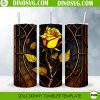 Yellow Rose Stained Glass 20oz Straight Skinny Tumbler Wrap PNG, Beautiful Flower Tumbler Template Sublimation Design