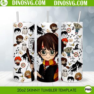Harry Potter 20oz Straight Skinny Tumbler Wrap PNG, Hogwarts Tumbler Template Sublimation Design