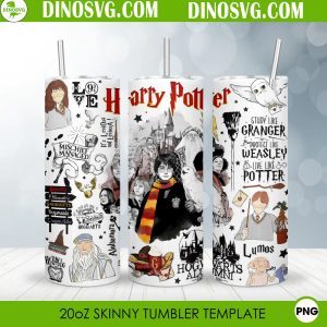 Harry Potter Love 20oz Straight Skinny Tumbler Wrap PNG, Wizard Tumbler Template Sublimation Design