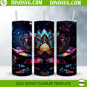 Lotus Flower Stained Glass 20oz Straight Skinny Tumbler Wrap PNG