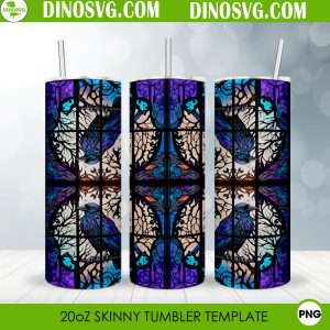 Raven Stained Glass 20oz Straight Skinny Tumbler Wrap PNG, Crow Tumbler Template Sublimation Design