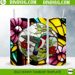 Hummingbird 20oz Straight Skinny Tumbler Wrap PNG, Beautiful Bird Tumbler Template Sublimation Design