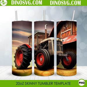 Tractor 3D 20oz Straight Skinny Tumbler Wrap PNG, Farmer Tumbler Template Sublimation Design