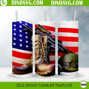 Fallen Soldier Flag 3D 20oz Straight Skinny Tumbler Wrap PNG, US Army Veteran Patriotic Tumbler Template Sublimation Design