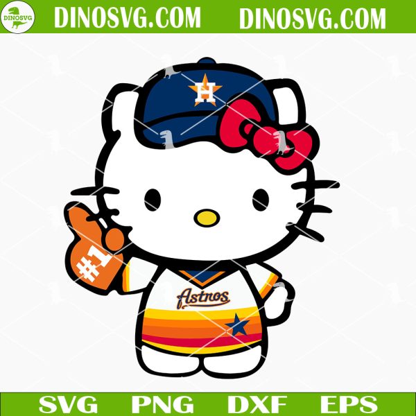 Hello Kitty Houston Astros SVG, Sanrio White Cat Astros Baseball Fan SVG Files For Cricut