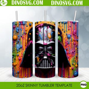 Darth Vader Helmet 3D Colorful 20oz Skinny Tumbler Wrap Sublimation PNG Digital Download