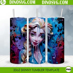 Elsa Frozen 3D Colorful 20oz Skinny Tumbler Wrap PNG Sublimation Design