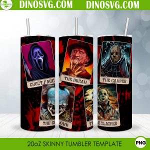 Horror Movie Tarot Cards 20oz Straight Skinny Tumbler Wrap PNG Sublimation Design