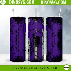 Kansas State Wildcats Distressed 20oz Skinny Tumbler Wrap PNG Digital Download