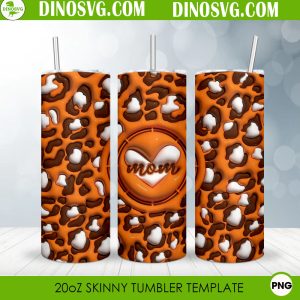 Leopard Mom 3D Puff 20oz Straight Skinny Tumbler Wrap PNG Sublimation Design