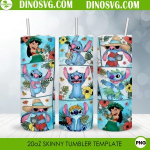 Lilo And Stitch Comic 20oz Straight Skinny Tumbler Wrap PNG Sublimation Design