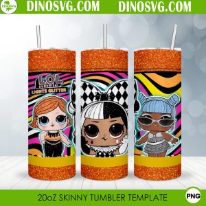 Lol Surprise Lights Glitter 3D Color Paint 20oz Skinny Tumbler Wrap PNG Sublimation Design