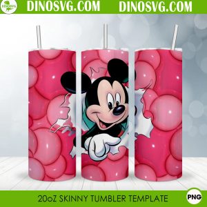 Mickey Mouse 3D Puff Ball 20oz Straight Skinny Tumbler Wrap PNG Sublimation Design
