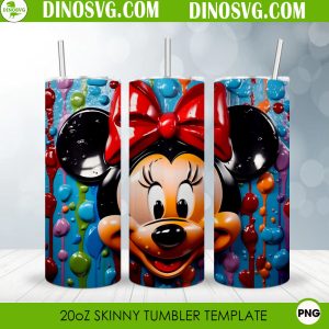 Minnie Head 3D Color Paint 20oz Skinny Tumbler Wrap PNG Sublimation Design