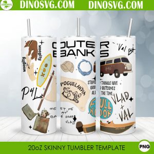 Outer Banks 20oz Straight Skinny Tumbler Wrap PNG Sublimation Design