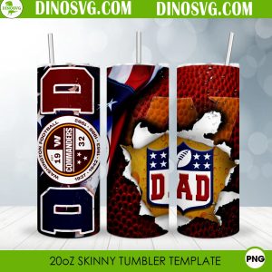Washington Commanders Dad 20oz Skinny Tumbler Wrap PNG Digital Download